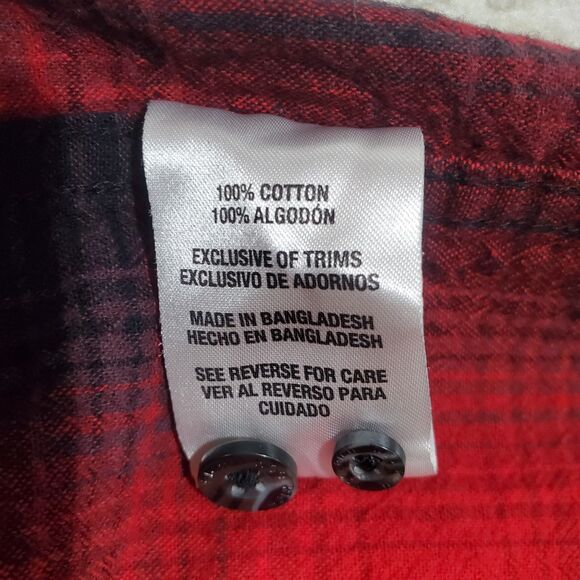 Woolrich Flannel Men’s Sz L Black Red Cotton Flannel Long Sleeves Button Shirt - Picture 5 of 15